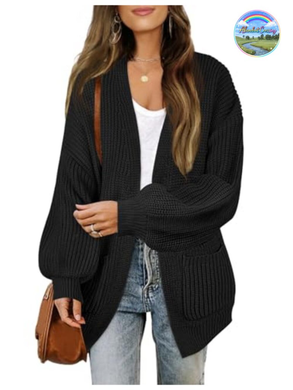 Oversized Long Sleeve Cardigan Sweater Women Knit Open Front